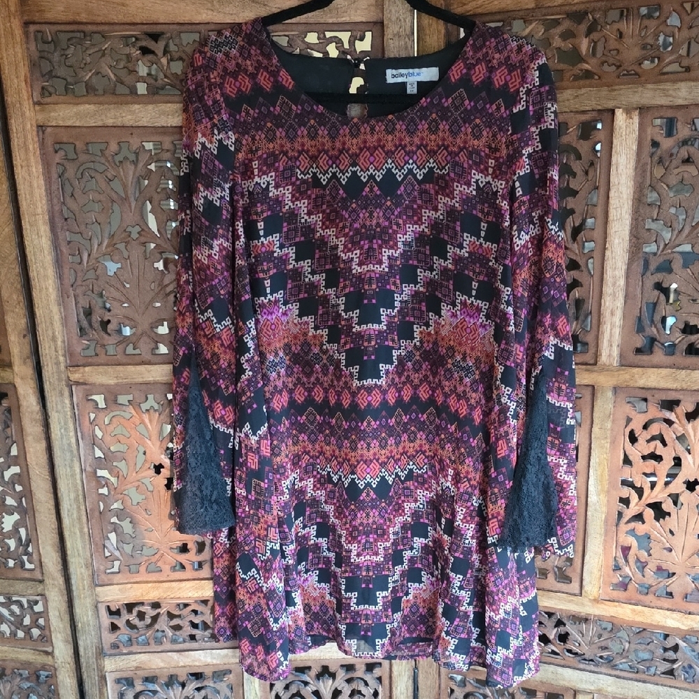 Bailey Blue Long Sleeve Dress in Black and Purple